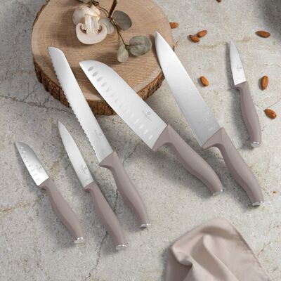Set 6 cutite Berlinger Haus, Taupe, inox, taupe mat Set 6 cutite Berlinger Haus, Taupe, inox, taupe mat