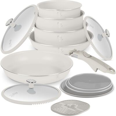 Set pentru gatit Berlinger Haus, Sahara Marble, 13 piese, aluminiu, crem mat/marmura Set pentru gatit Berlinger Haus, Sahara Marble, 13 piese, aluminiu, crem mat/marmura