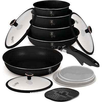 Set pentru gatit Berlinger Haus, Black Rose, 13 piese, aluminiu, negru mat Set pentru gatit Berlinger Haus, Black Rose, 13 piese, aluminiu, negru mat