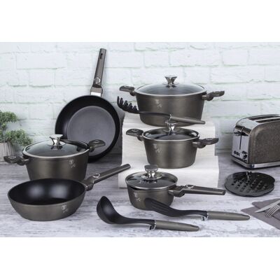 Set pentru gatit Berlinger Haus, Crystal, 15 piese, aluminiu forjat, sampanie Set pentru gatit Berlinger Haus, Crystal, 15 piese, aluminiu forjat, sampanie