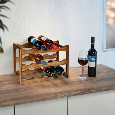 Suport pentru 12 sticle de vin Fondi, Wenko, 42x21x28 cm, lemn acacia, maro Suport pentru 12 sticle de vin Fondi, Wenko, 42x21x28 cm, lemn acacia, maro