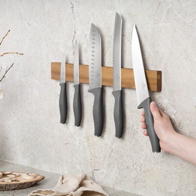 Set 5 cutite cu suport magnetic Berlinger Haus, Anthracite, inox/lemn, antracit mat/natur Set 5 cutite cu suport magnetic Berlinger Haus, Anthracite, inox/lemn, antracit mat/natur