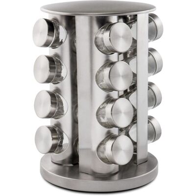 Set 16 recipiente condimente si suport, Zokura, 19 x 28 cm, 80 ml, inox/sticla Set 16 recipiente condimente si suport, Zokura, 19 x 28 cm, 80 ml, inox/sticla