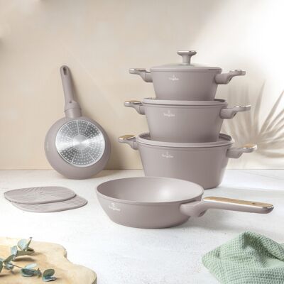 Set pentru gatit Berlinger Haus, Taupe Nordic, 10 piese, aluminiu forjat, taupe mat/natur Set pentru gatit Berlinger Haus, Taupe Nordic, 10 piese, aluminiu forjat, taupe mat/natur