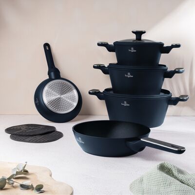 Set pentru gatit Berlinger Haus, Deep Sea, 10 piese, aluminiu forjat, albastru mat/gri Set pentru gatit Berlinger Haus, Deep Sea, 10 piese, aluminiu forjat, albastru mat/gri