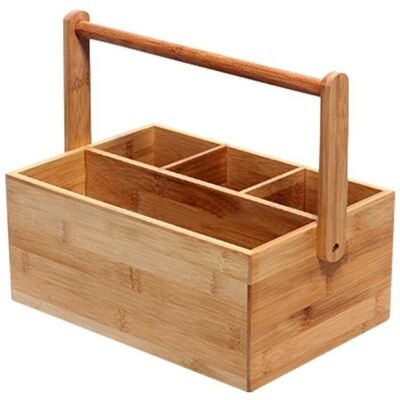 Suport pentru tacamuri si ustensile de bucatarie, Zokura, 30x21x12 cm, bambus/MDF Suport pentru tacamuri si ustensile de bucatarie, Zokura, 30x21x12 cm, bambus/MDF