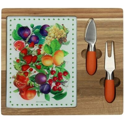Set servire branzeturi, tocator si cutite, Le Primizie, Brandani, 23x26 cm, lemn de salcam/sticla Set servire branzeturi, tocator si cutite, Le Primizie, Brandani, 23x26 cm, lemn de salcam/sticla