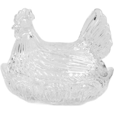 Recipient depozitare Gallina, Homla, 22x18x18 cm, sticla, transparent Recipient depozitare Gallina, Homla, 22x18x18 cm, sticla, transparent