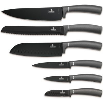 Set 6 cutite Berlinger Haus, Anthracite, inox, antracit mat/negru Set 6 cutite Berlinger Haus, Anthracite, inox, antracit mat/negru