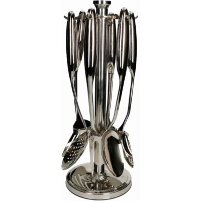 Set 6 ustensile de bucatarie si suport rotativ, Brandani, Ø16x41 cm, inox Set 6 ustensile de bucatarie si suport rotativ, Brandani, Ø16x41 cm, inox