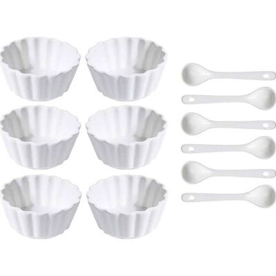 Excellent Houseware Set servire aperitive 12 piese Round v1, 4x9 cm, portelan, alb Excellent Houseware Set servire aperitive 12 piese Round v1, 4x9 cm, portelan, alb