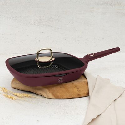 Tigaie grill cu capac Berlinger Haus, Leonardo, 28 cm, 2.1 L, aluminiu forjat, visiniu mat Tigaie grill cu capac Berlinger Haus, Leonardo, 28 cm, 2.1 L, aluminiu forjat, visiniu mat