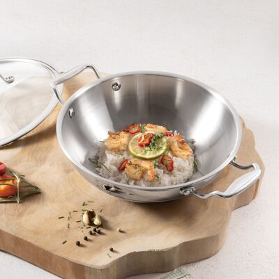 Tigaie Wok cu capac Berlinger Haus, Copper Touch, 24 cm, inox, argintiu Tigaie Wok cu capac Berlinger Haus, Copper Touch, 24 cm, inox, argintiu