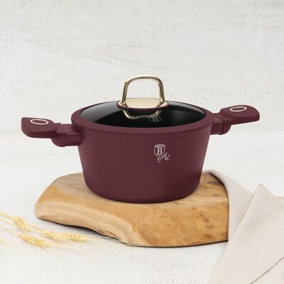 Oala cu capac Berlinger Haus, Leonardo, 20 cm, 2.5 L, aluminiu forjat, visiniu mat Oala cu capac Berlinger Haus, Leonardo, 20 cm, 2.5 L, aluminiu forjat, visiniu mat