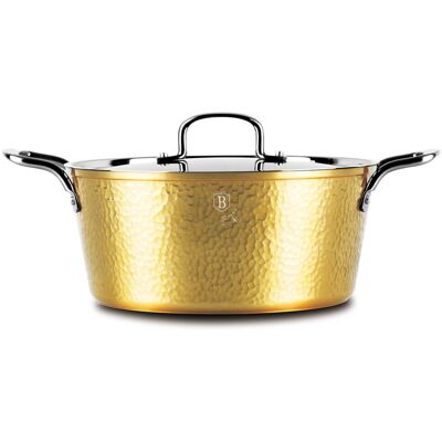 Oala cu capac Berlinger Haus, Hammered Gold, 24 cm, 4.1 L, aluminiu forjat, auriu Oala cu capac Berlinger Haus, Hammered Gold, 24 cm, 4.1 L, aluminiu forjat, auriu