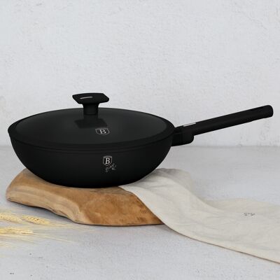 Tigaie Wok cu capac Berlinger Haus, Matte Black, 28 cm, 3.2 L, aluminiu forjat, negru Tigaie Wok cu capac Berlinger Haus, Matte Black, 28 cm, 3.2 L, aluminiu forjat, negru