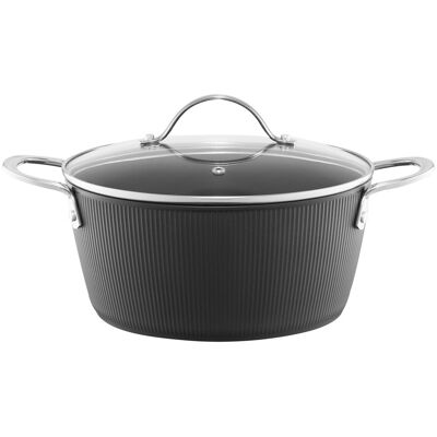 Oala cu capac Curly, Ambition, 20 cm, 2.2 L, aluminiu, negru Oala cu capac Curly, Ambition, 20 cm, 2.2 L, aluminiu, negru