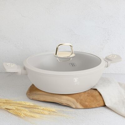 Oala cu capac Berlinger Haus, Sahara, 28 cm, 3.8 L, aluminiu forjat, crem mat Oala cu capac Berlinger Haus, Sahara, 28 cm, 3.8 L, aluminiu forjat, crem mat