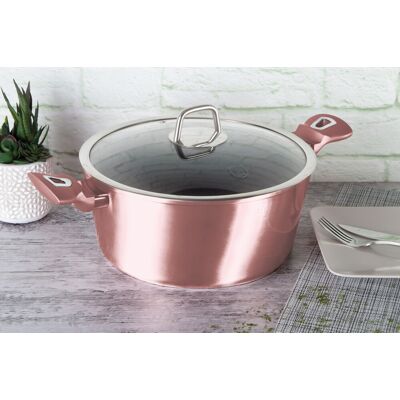 Oala cu capac Berlinger Haus, I-Rose, 28 cm, 6.1 L, aluminiu forjat, roz Oala cu capac Berlinger Haus, I-Rose, 28 cm, 6.1 L, aluminiu forjat, roz