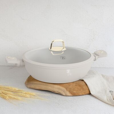 Oala cu capac Berlinger Haus, Sahara, 30 cm, 4.5 L, aluminiu forjat, crem mat Oala cu capac Berlinger Haus, Sahara, 30 cm, 4.5 L, aluminiu forjat, crem mat