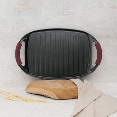 Tava grill Berlinger Haus, Leonardo, 47x29 cm, aluminiu forjat, visiniu mat Tava grill Berlinger Haus, Leonardo, 47x29 cm, aluminiu forjat, visiniu mat