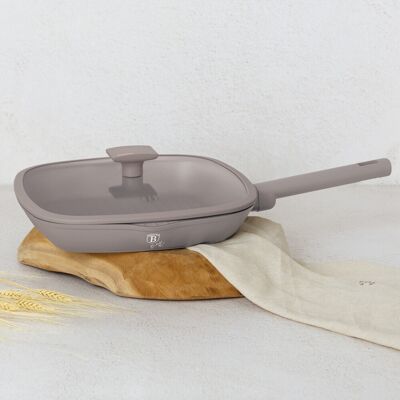 Tigaie grill cu capac Berlinger Haus, Taupe, 28 cm, 2.1 L, aluminiu forjat, taupe mat Tigaie grill cu capac Berlinger Haus, Taupe, 28 cm, 2.1 L, aluminiu forjat, taupe mat