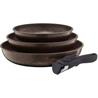 Set 3 tigai cu maner detasabil Gold, Ambition, 20/24/28 cm, aluminiu forjat, invelis Qualum Stone Set 3 tigai cu maner detasabil Gold, Ambition, 20/24/28 cm, aluminiu forjat, invelis Qualum Stone