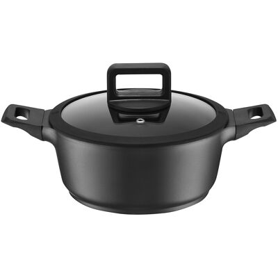 Oala cu capac Enzo, Ambition, 28 cm, 5.8 L, aluminiu, negru Oala cu capac Enzo, Ambition, 28 cm, 5.8 L, aluminiu, negru