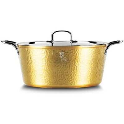 Oala cu capac Berlinger Haus, Hammered Gold, 30 cm, 8 L, aluminiu forjat, auriu Oala cu capac Berlinger Haus, Hammered Gold, 30 cm, 8 L, aluminiu forjat, auriu
