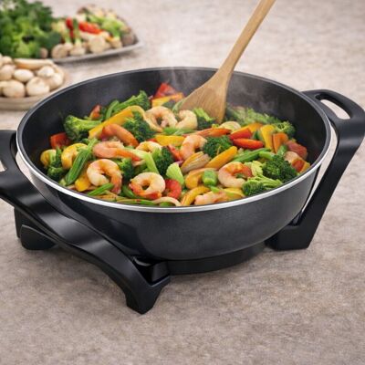Tigaie electrica Wok, Beper, 1500W, 33 cm, ceramica, negru Tigaie electrica Wok, Beper, 1500W, 33 cm, ceramica, negru