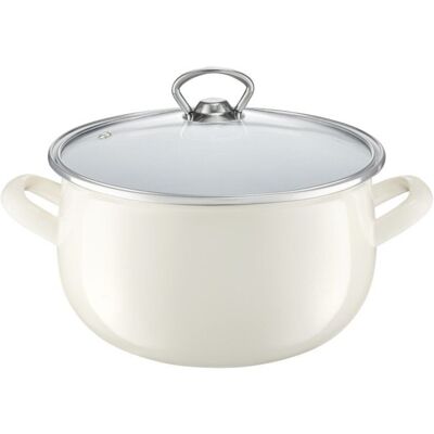 Oala emailata cu capac Garden, Ambition, 5.7 L, 22 cm, crem Oala emailata cu capac Garden, Ambition, 5.7 L, 22 cm, crem