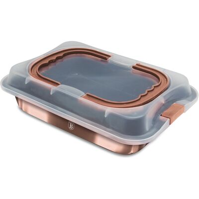 Tava cu capac Berlinger Haus, Rose Gold, 36.5x24.5x5.5 cm, otel carbon/plastic, roz Tava cu capac Berlinger Haus, Rose Gold, 36.5x24.5x5.5 cm, otel carbon/plastic, roz