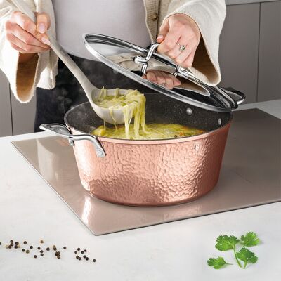 Oala cu capac Berlinger Haus, Hammered Copper, 30 cm, 8 L, aluminiu forjat, cupru Oala cu capac Berlinger Haus, Hammered Copper, 30 cm, 8 L, aluminiu forjat, cupru