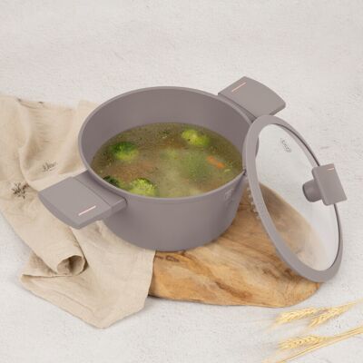 Oala cu capac Berlinger Haus, Taupe, 20 cm, 2.5 L, aluminiu forjat, taupe mat Oala cu capac Berlinger Haus, Taupe, 20 cm, 2.5 L, aluminiu forjat, taupe mat