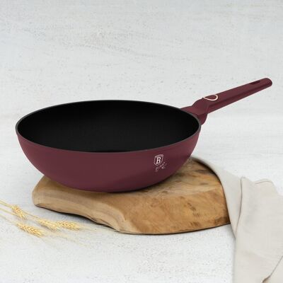 Tigaie Wok Berlinger Haus, Leonardo, 28 cm, 3.2 L, aluminiu forjat, visiniu mat Tigaie Wok Berlinger Haus, Leonardo, 28 cm, 3.2 L, aluminiu forjat, visiniu mat