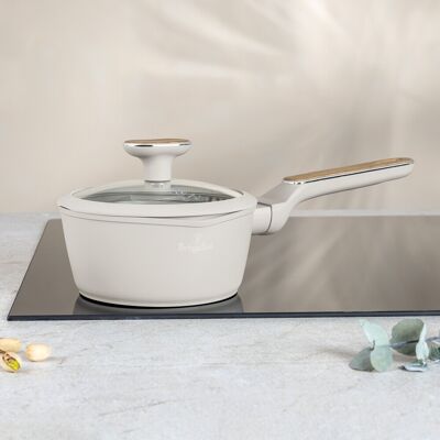 Cratita cu capac Berlinger Haus, Sahara Nordic, 16 cm, 1.2 L, aluminiu forjat, crem mat/natur Cratita cu capac Berlinger Haus, Sahara Nordic, 16 cm, 1.2 L, aluminiu forjat, crem mat/natur