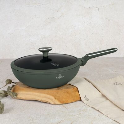 Tigaie Wok cu capac Berlinger Haus, Matte Green, 28 cm, 3.2 L, aluminiu forjat, verde mat Tigaie Wok cu capac Berlinger Haus, Matte Green, 28 cm, 3.2 L, aluminiu forjat, verde mat