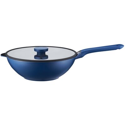 Tigaie Wok cu capac Cobalt, Ambition, 30 cm, aluminiu, bleumarin Tigaie Wok cu capac Cobalt, Ambition, 30 cm, aluminiu, bleumarin
