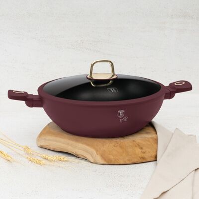 Tigaie Wok cu capac Berlinger Haus, Leonardo, 30 cm, aluminiu forjat, visiniu mat Tigaie Wok cu capac Berlinger Haus, Leonardo, 30 cm, aluminiu forjat, visiniu mat