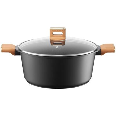 Oala cu capac Camel, Ambition, 28 cm, 6.4 L, aluminiu, negru/maro Oala cu capac Camel, Ambition, 28 cm, 6.4 L, aluminiu, negru/maro