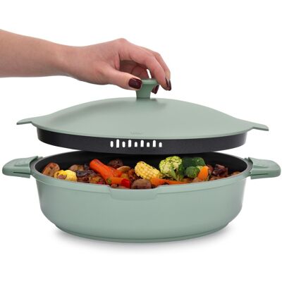 Tigaie adanca cu capac Fern, Ambition, 28 cm, 3.9 L, aluminiu, verde/negru Tigaie adanca cu capac Fern, Ambition, 28 cm, 3.9 L, aluminiu, verde/negru