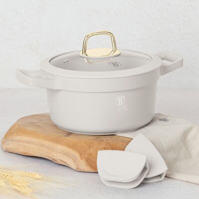 Oala cu capac Berlinger Haus, Sahara, 20 cm, 2.8 L, aluminiu, crem mat Oala cu capac Berlinger Haus, Sahara, 20 cm, 2.8 L, aluminiu, crem mat
