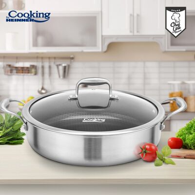 Cratita cu capac Titanium3, Cooking by Heinner, 30x7.8 cm, 4.8 L, inox/sticla, argintiu Cratita cu capac Titanium3, Cooking by Heinner, 30x7.8 cm, 4.8 L, inox/sticla, argintiu