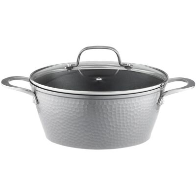 Oala cu capac Bubble, Ambition, 24 cm, 3.7 L, aluminiu, gri Oala cu capac Bubble, Ambition, 24 cm, 3.7 L, aluminiu, gri