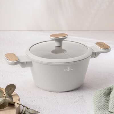 Oala cu capac Berlinger Haus, Sahara Nordic, 20 cm, 2.6 L, aluminiu forjat, crem mat/natur Oala cu capac Berlinger Haus, Sahara Nordic, 20 cm, 2.6 L, aluminiu forjat, crem mat/natur