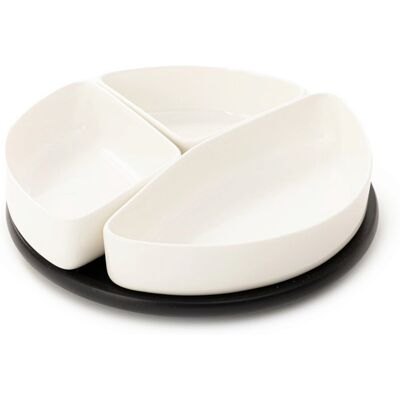 Set 3 boluri servire cu suport Felko, Homla, 24 cm, portelan/plastic, alb/negru Set 3 boluri servire cu suport Felko, Homla, 24 cm, portelan/plastic, alb/negru