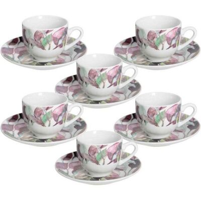 Set 6 cesti de cafea cu farfurie Calypso, Andrea Fontebasso, 100 ml, portelan, multicolor Set 6 cesti de cafea cu farfurie Calypso, Andrea Fontebasso, 100 ml, portelan, multicolor
