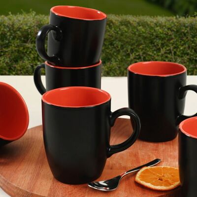 Keramika Set cani, Hermia, 275KRM1750, Negru/Portocaliu Keramika Set cani, Hermia, 275KRM1750, Negru/Portocaliu