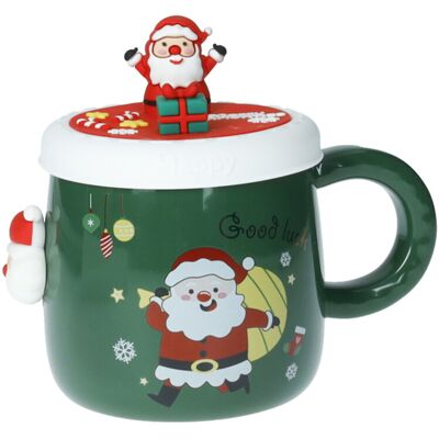 Cana cu capac, Magnet Santa Claus, Brandani, 9.5x8.5 cm, portelan New Bone China Cana cu capac, Magnet Santa Claus, Brandani, 9.5x8.5 cm, portelan New Bone China