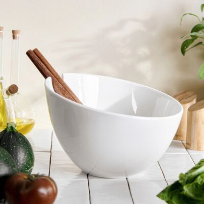 HOMLA MOOKA Vas de salată din porțelan cu ustensile - Salate, Mâncăruri calde, Fructe HOMLA MOOKA Vas de salată din porțelan cu ustensile - Salate, Mâncăruri calde, Fructe